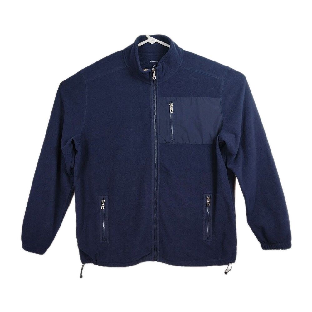 Croft & Barrow Full-Zip Fleece Sweatshirt‎ Men's XL Navy Blue Long Slvs Pockets